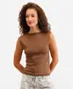regata feminina de tricot com lurex marrom PP