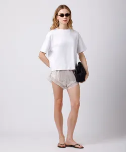 short estilo pijama feminino com renda acetinado mindset - champagne PP