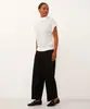calça wide leg cropped de alfaiataria cós com elástico preta G