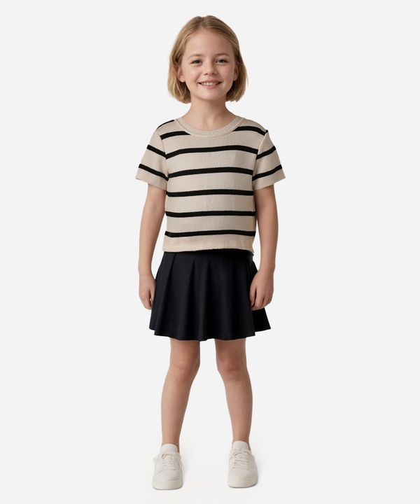 cropped de tricot infantil listrado preto 4