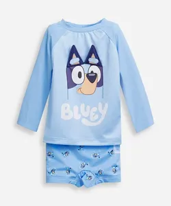 conjunto infantil camiseta uv e sunga bluey azul 2