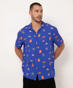camiseta de viscose manga curta herbbbbie azul PP