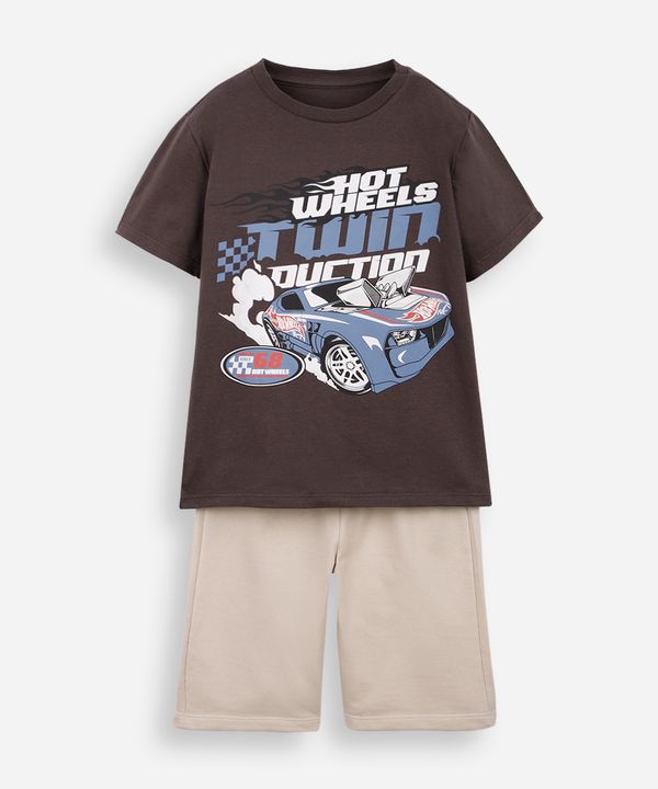 conjunto curto infantil de algodão hot wheels cinza 12