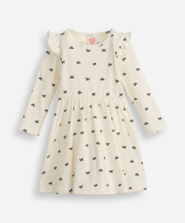 vestido infantil manga longa lacinho off white 1
