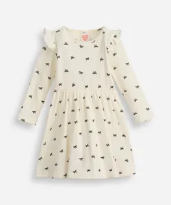vestido infantil manga longa lacinho off white 5