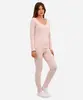 pijama canelado manga longa rosa PP
