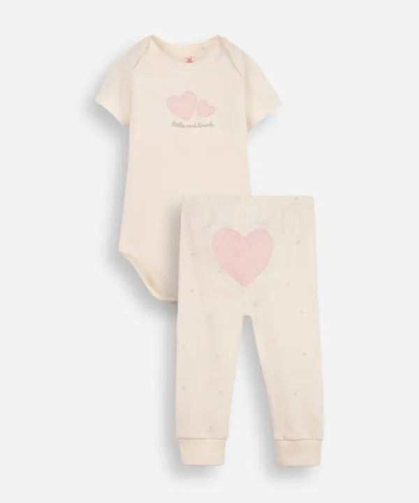 conjunto baby body e calça infantil algodão fun bege 9-12