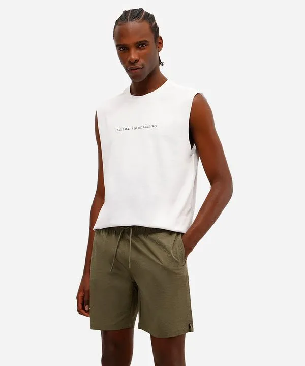 short masculino cós elástico texturizado verde G