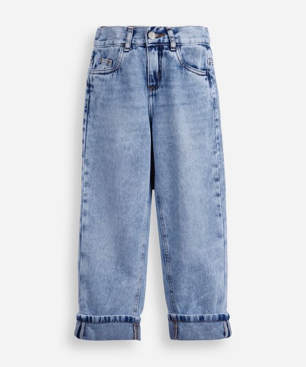 calça infantil jeans com barra dobrada azul 12