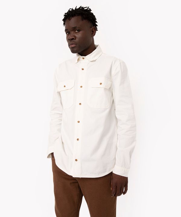 camisa oversized de sarja com bolsos manga longa off white P