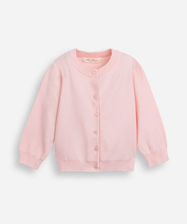 cardigan de tricot infantil rosa 2