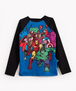 camiseta de poliamida liga da justiça manga longa proteção uv multicor 12