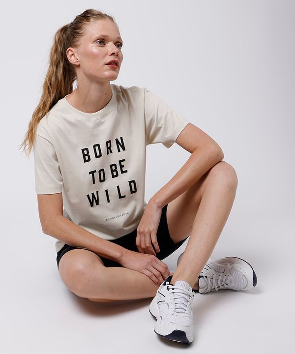 camiseta feminina de algodão born to be wild mindset bege GG