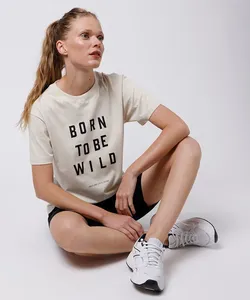 camiseta feminina de algodão born to be wild mindset bege PP
