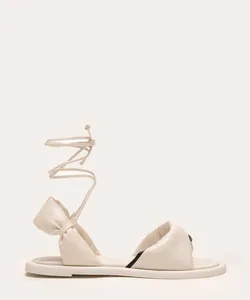sandália flat bicolor lace up + via mia off white 38