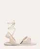 sandália flat bicolor lace up + via mia off white 38