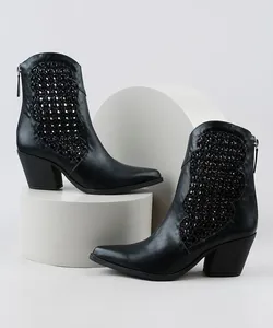 Bota Feminina Oneself Country Cano Curto Salto Baixo Tressê Preta 39