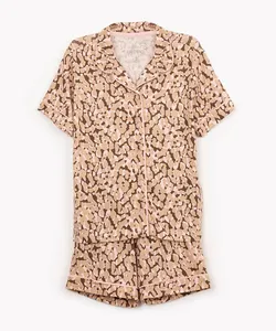 pijama de viscose infantil animal print manga curta rosa 4
