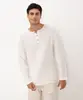 bata de algodão com textura manga longa off white G