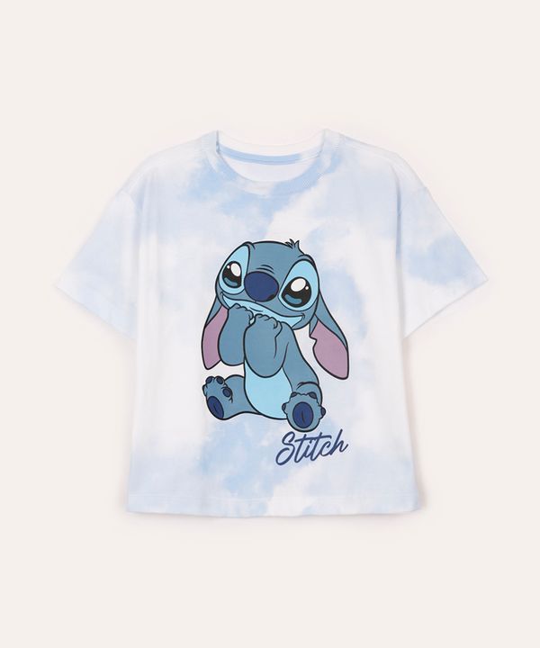 camiseta de algodão infantil stitch tie dye azul 4