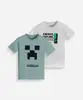 kit de 2 camisetas infantis de algodão manga curta minecraft colorida 12