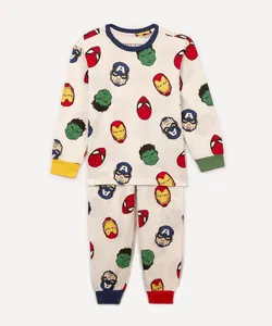 pijama de algodão infantil longo avengers off white 4