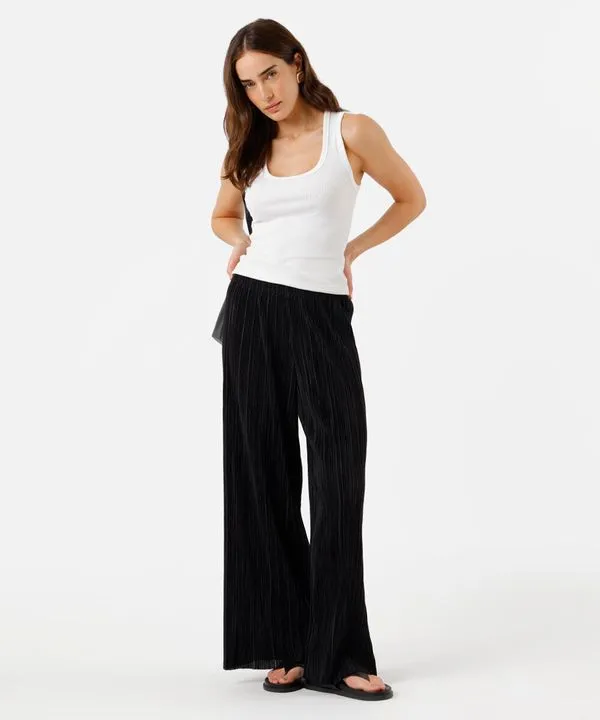 calça pantalona feminina plissada preto PP
