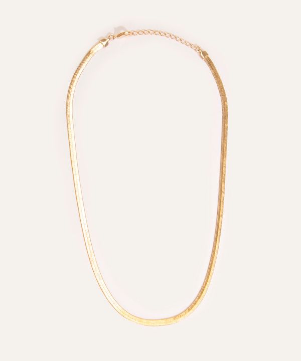 colar corrente achatada dourado Único