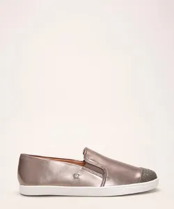 tênis slip on com strass via uno cinza 34
