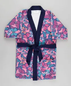Roupão Estampado de Borboletas Rosa M