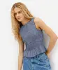 blusa feminina franzida xadrez azul GG