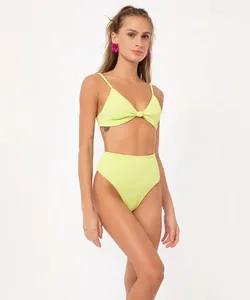biquíni calcinha tanga hot pant texturizada com proteção uv50 verde claro GG