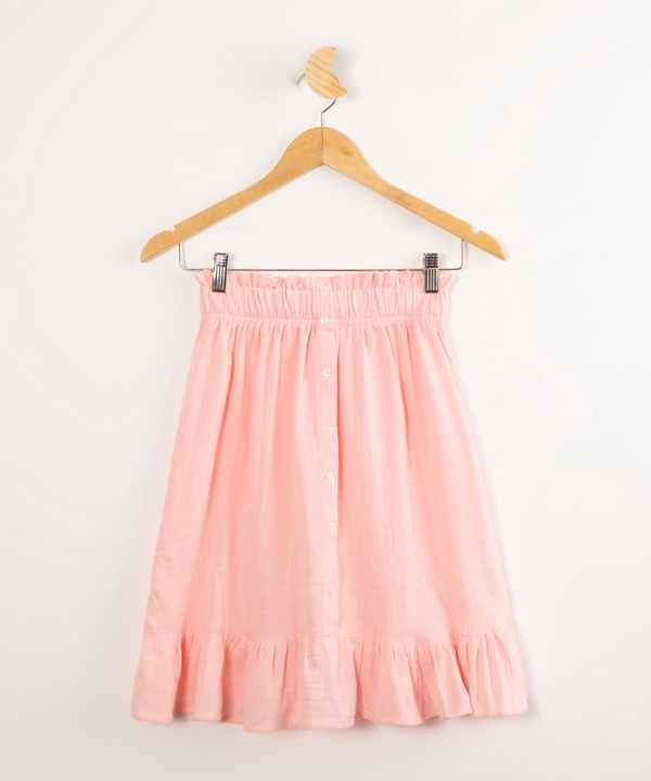 Saia Infantil de Algodão com Babados Rosa 4