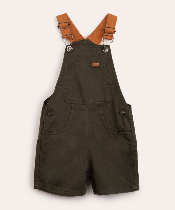 jardineira infantil de sarja com bolso verde militar 5