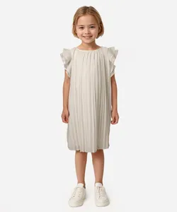 vestido infantil plissado poá com glitter off white 4