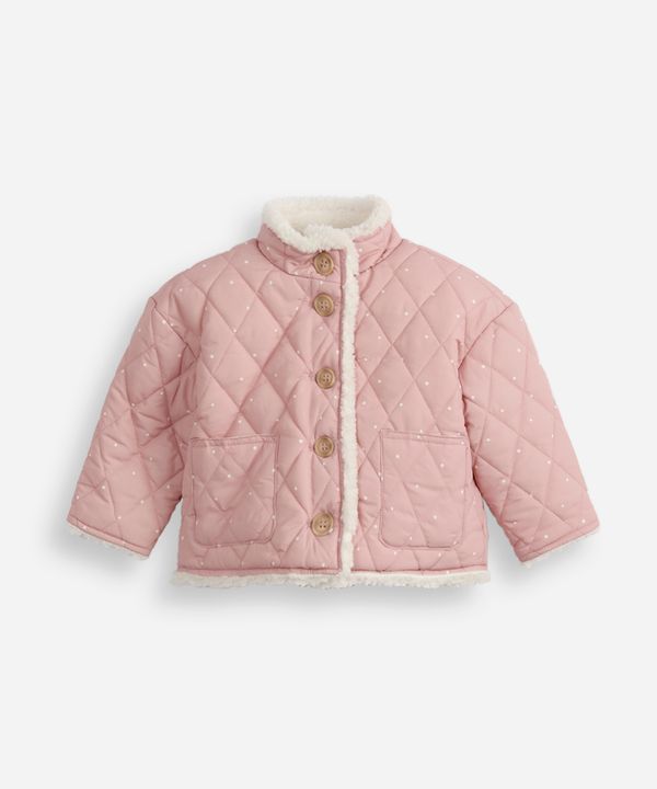 casaco puffer infantil matelassê gola alta poá rosa 5