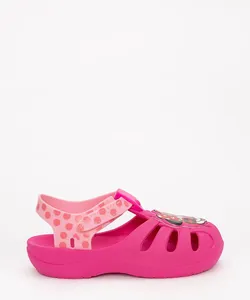 babuche infantil Minnie com velcro Grendene rosa 20-21