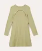 vestido de algodão infantil canelado cut out verde 12