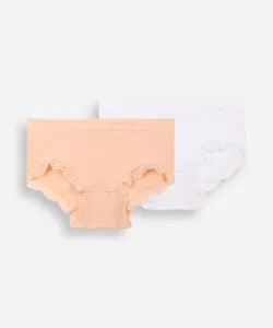 kit de 2 calcinhas caleçon com renda caneladas colorido G
