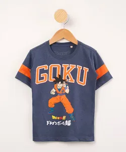 blusa infantil dragon ball manga curta azul mesclado 6