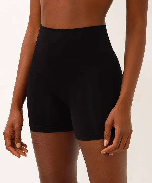 short modelador sem costura cós alto preto P