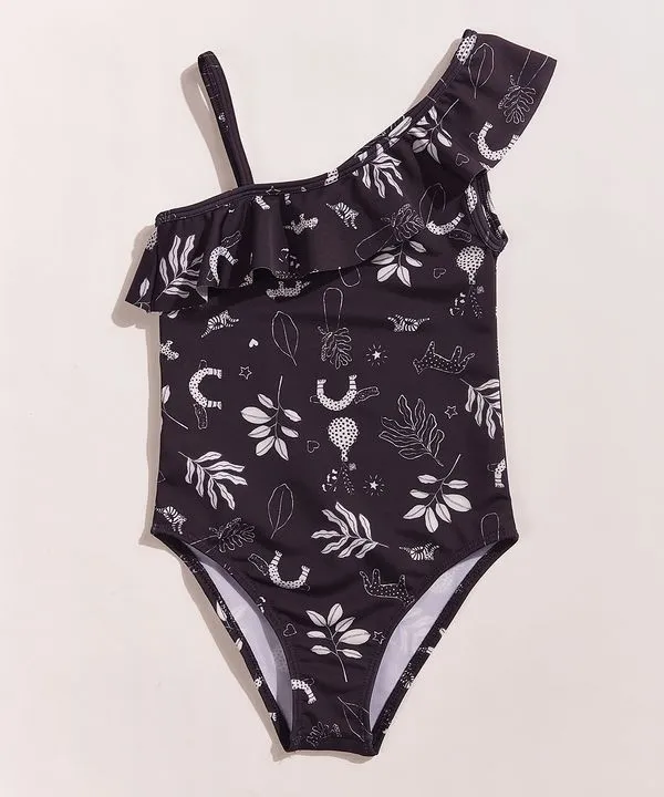 Maiô Infantil Bebê e Kids EMI Beachwear Tal Mãe Tal Filha Estampado Floresta com Proteção UV50+ Preto 10