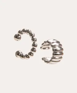 kit de 2 earcuff prateado Único