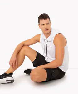 regata machão com capuz esportiva branco G