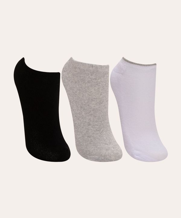 kit de 3 pares de meias cano baixo multicor 34-39