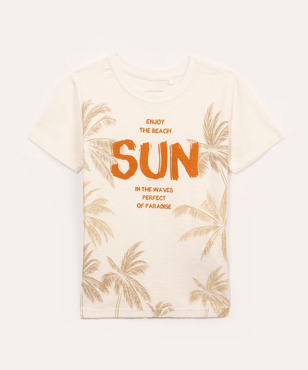 camiseta de algodão infantil sun coqueiros manga curta off white 4