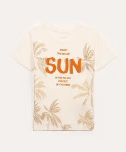 camiseta de algodão infantil sun coqueiros manga curta off white 6