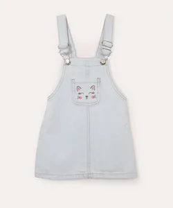 salopete jeans infantil gatinho azul 2