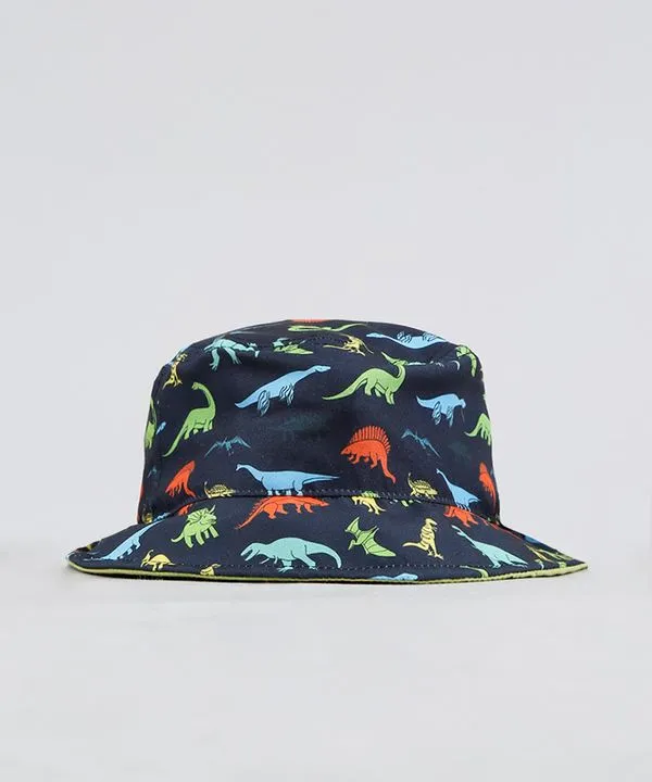 Chapéu Infantil Estampado de Dinossauros Azul Marinho P