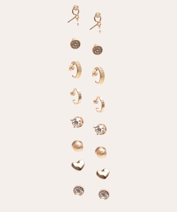 kit de 8 brincos pequenos dourado Único